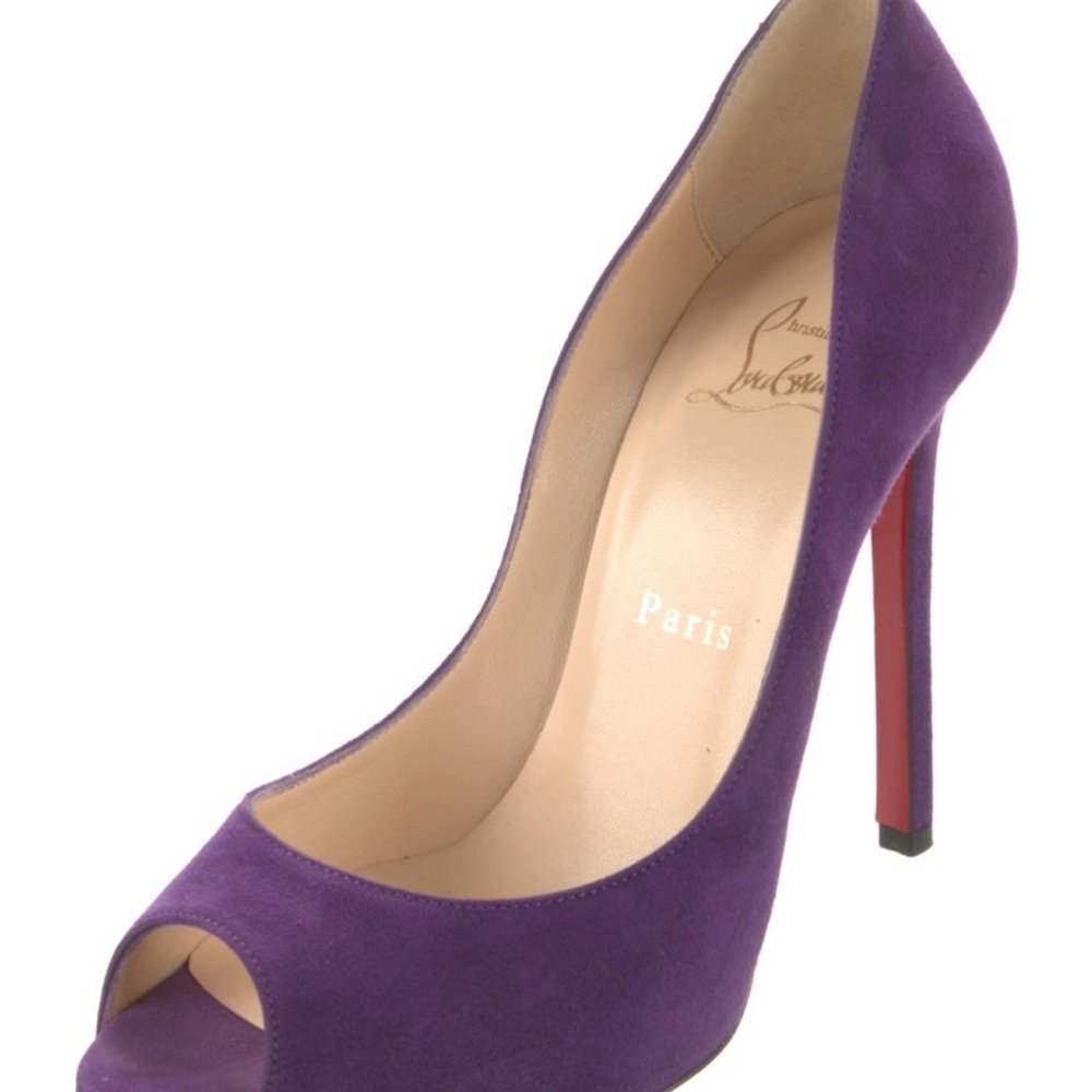 Christian Louboutin Purple Stiletto Peep-Toe Pumps